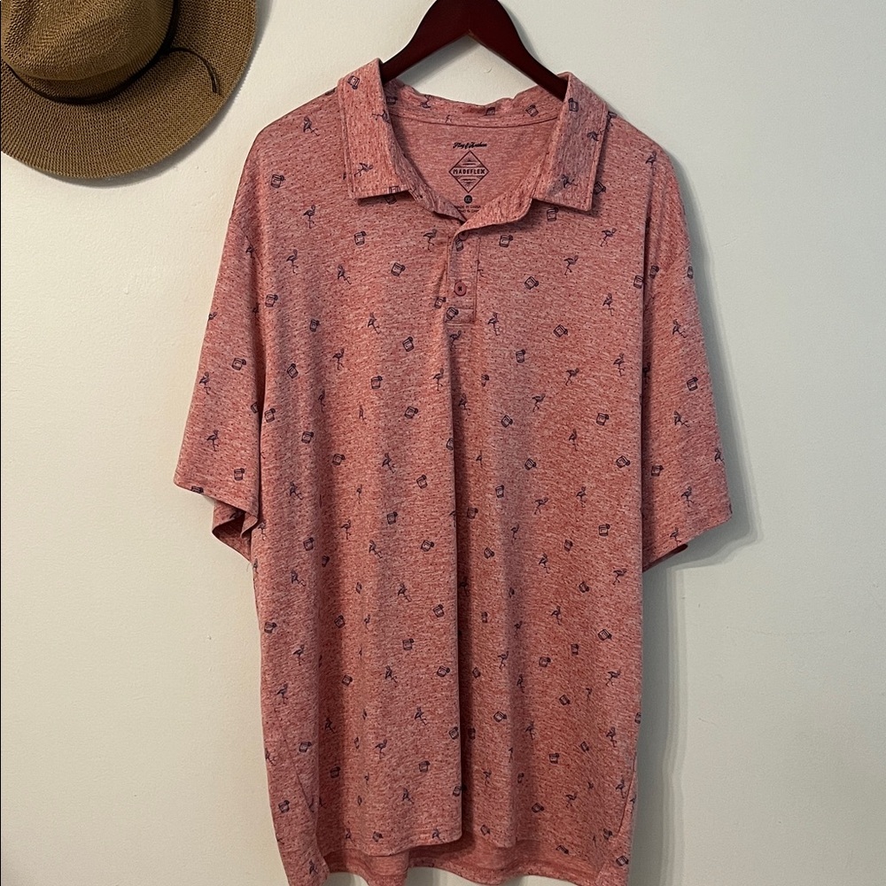 Men's Heathered Coral Polo with Navy Micro Motif